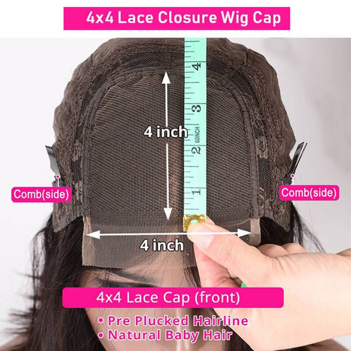 eullair 4x4 HD Transparent Lace Closure Wig Best Human Hair Wigs For Women All Textures 12-30