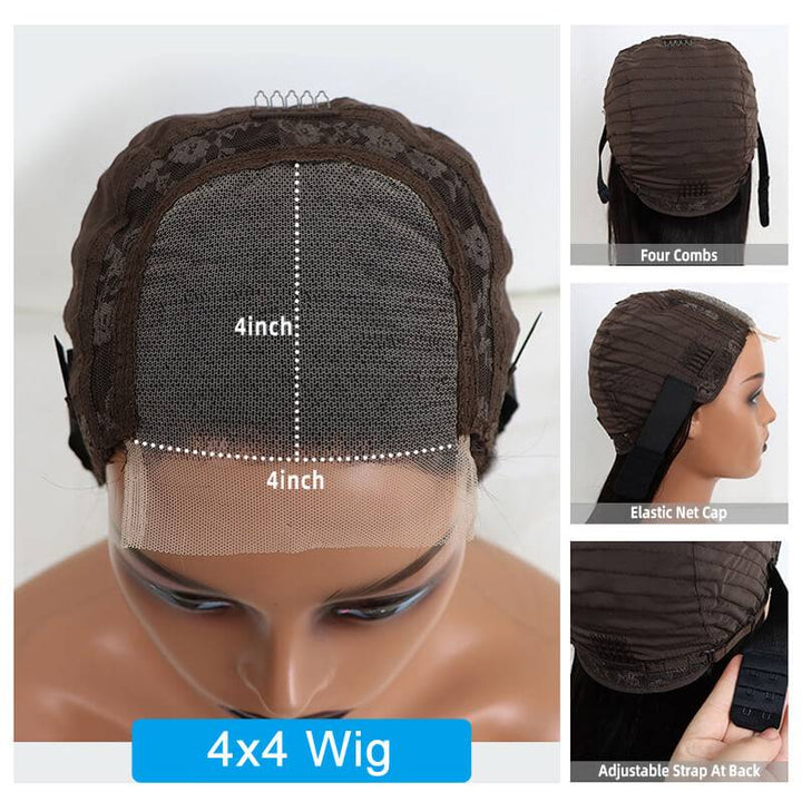 eullair 4x4 HD Transparent Lace Closure Wig Best Human Hair Wigs For Women All Textures 12-30