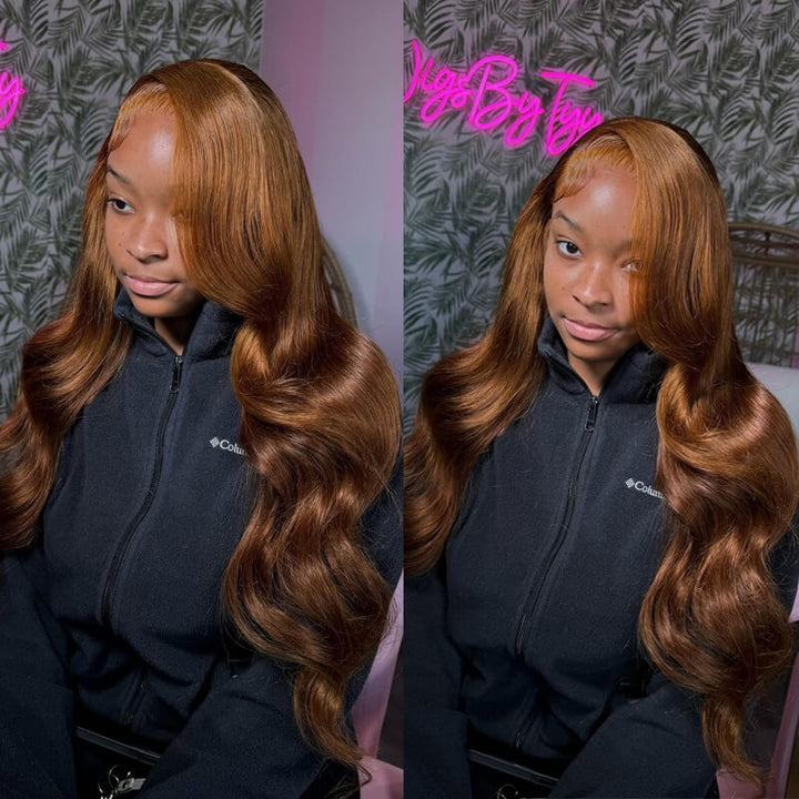 Most Affordable Pumpkin Spice | eullair Chestnut Brown Lace Frontal Human Hair Wig For Dark Skin Women