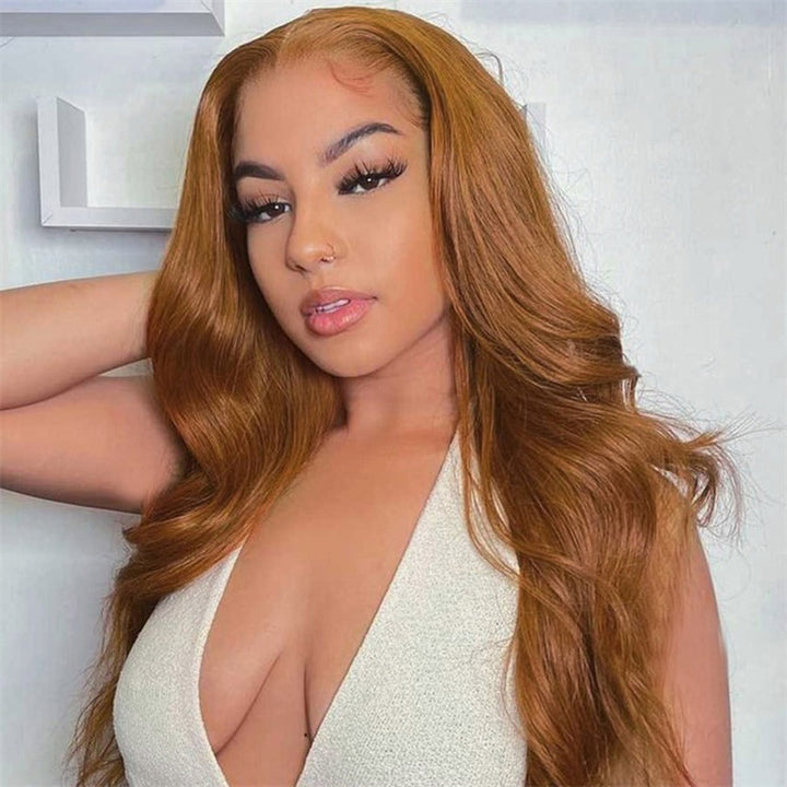 Most Affordable Pumpkin Spice | eullair Chestnut Brown Lace Frontal Human Hair Wig For Dark Skin Women