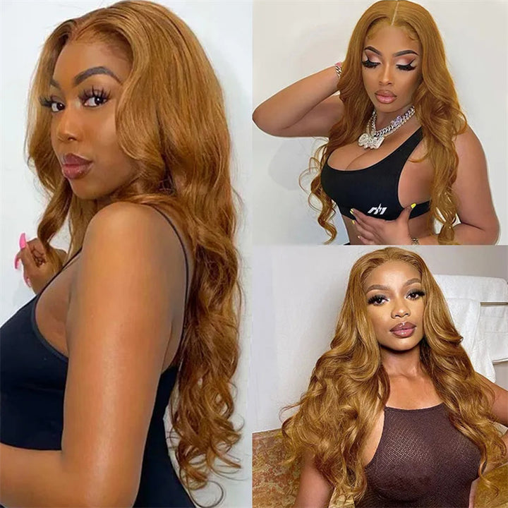 Most Affordable Pumpkin Spice | eullair Chestnut Brown Lace Frontal Human Hair Wig For Dark Skin Women
