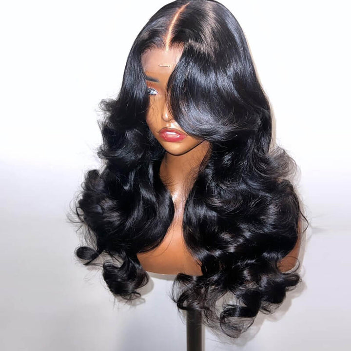 eullair Hairstylist Inspired Butterfly Layered Cut Loose Body Wave Wig With Curtain Bangs Human Hair Pre Cut Lace Front Wig