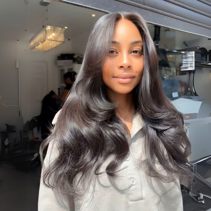 Butterfly Layered Cut Loose Way Wig With Curtain Bangs eullair Body Wave Pre Cut Lace Human Hair Wig