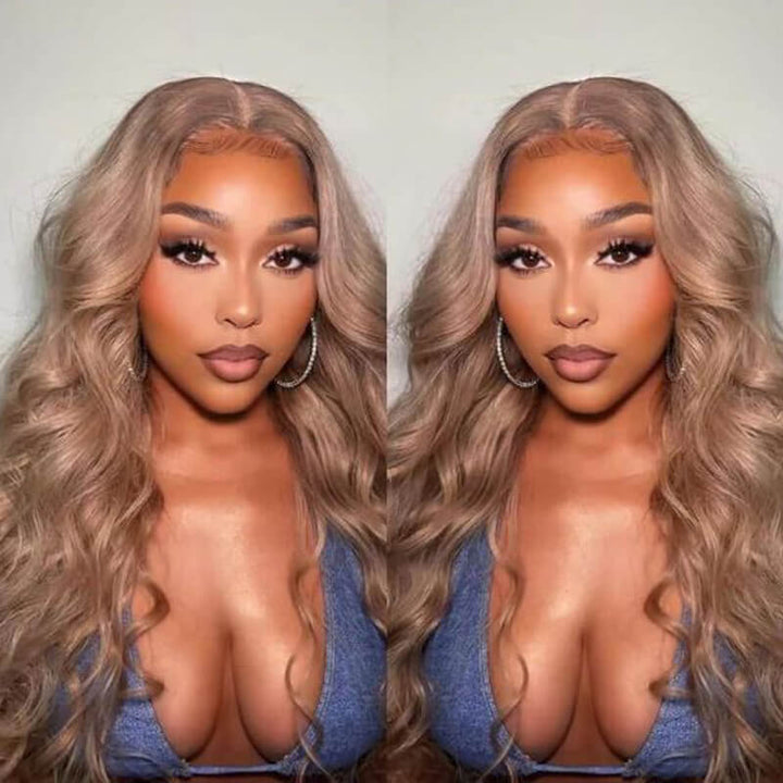 TikTok Hair Inspiration| eullair Rose Milk Tea Colored Body Wave Lace Frontal Wig Light Flaxen Brown Straight Human Hair Wigs For Black Girl