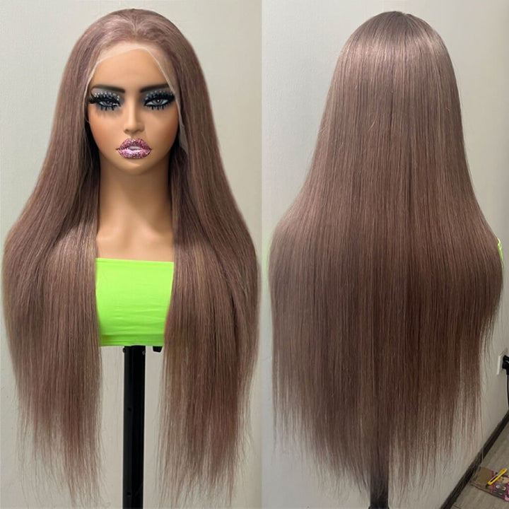 TikTok Hair Inspiration| eullair Rose Milk Tea Colored Body Wave Lace Frontal Wig Light Flaxen Brown Straight Human Hair Wigs For Black Girl