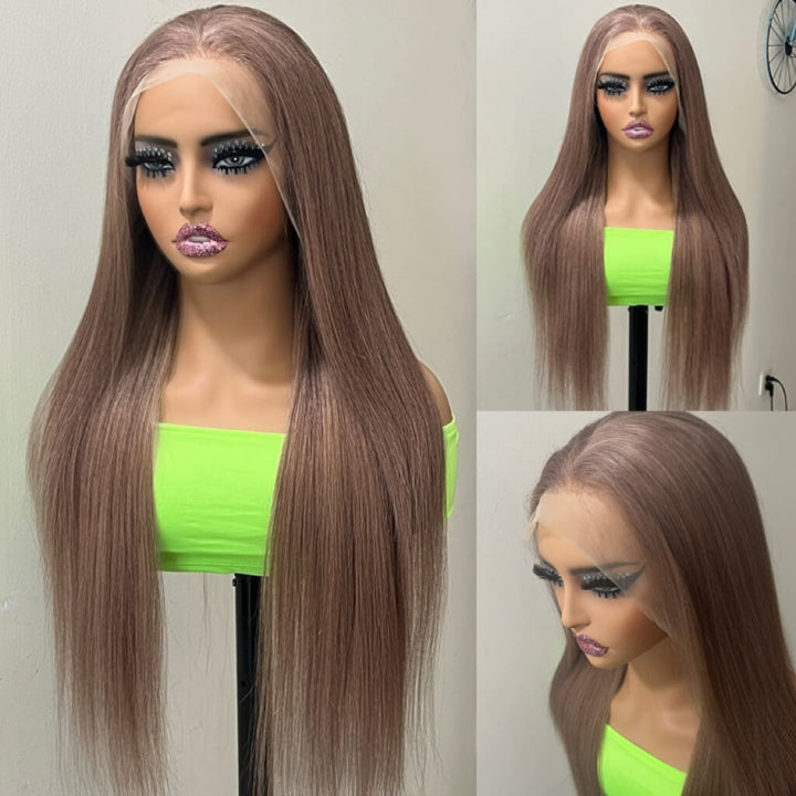 TikTok Hair Inspiration| eullair Rose Milk Tea Colored Body Wave Lace Frontal Wig Light Flaxen Brown Straight Human Hair Wigs For Black Girl