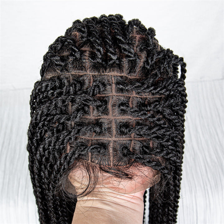 Amanda-WTSE-018 40" Extra Long Braiding Full Lace Wig Box Braided Synthetic Hair Wig With Baby Hair Cornrow Twisted Braided Wigs For Women