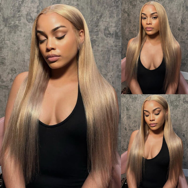 Bombshell Wig | eullair Glueless Honey Blonde Lace Frontal Wig | Brown Girl Ash Blonde Straight/Body Wave Wig