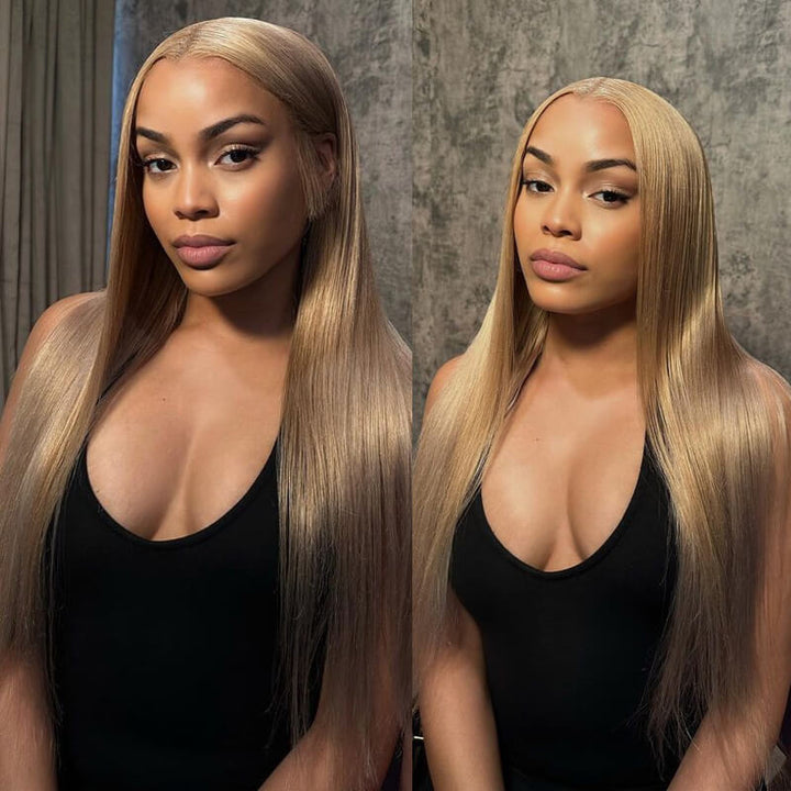 Bombshell Wig | eullair Glueless Honey Blonde Lace Frontal Wig | Brown Girl Ash Blonde Straight/Body Wave Wig