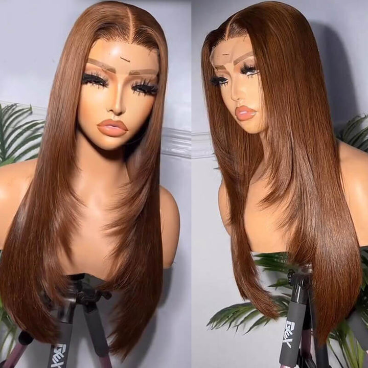 Layered Haircut Collection | eullair TikTok Inspired New Glueless Pre Cut Lace Closure Straight Wigs Quick Install Pre Colored Human Hair Wigs