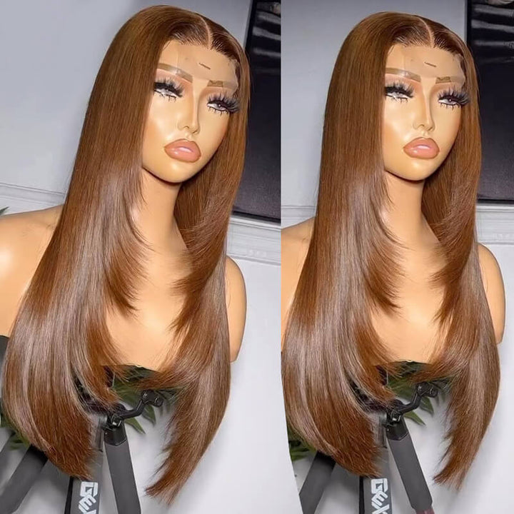 Layered Haircut Collection | eullair TikTok Inspired New Glueless Pre Cut Lace Closure Straight Wigs Quick Install Pre Colored Human Hair Wigs