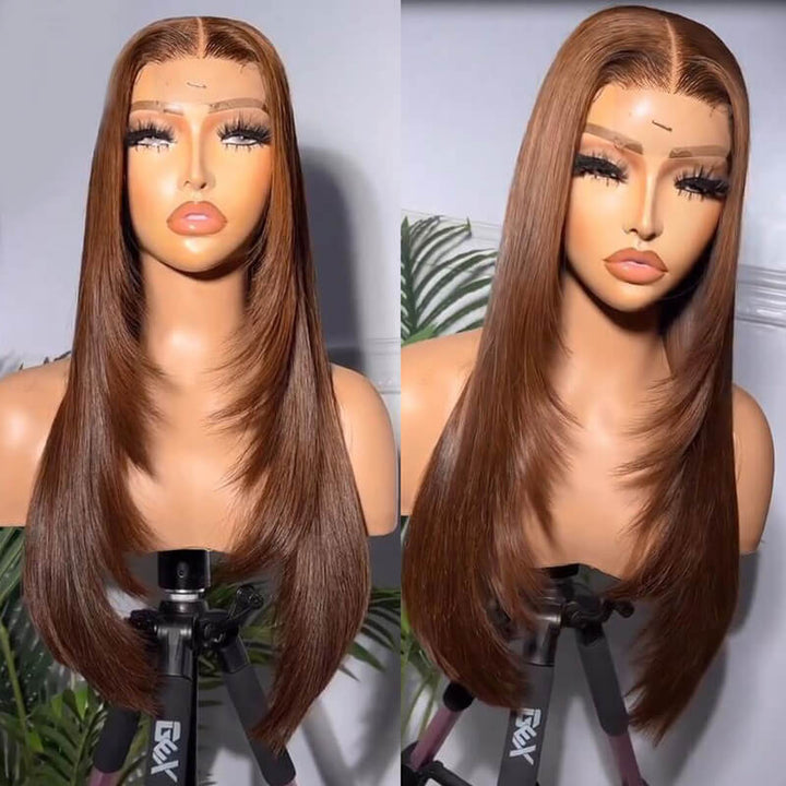 Layered Haircut Collection | eullair TikTok Inspired New Glueless Pre Cut Lace Closure Straight Wigs Quick Install Pre Colored Human Hair Wigs