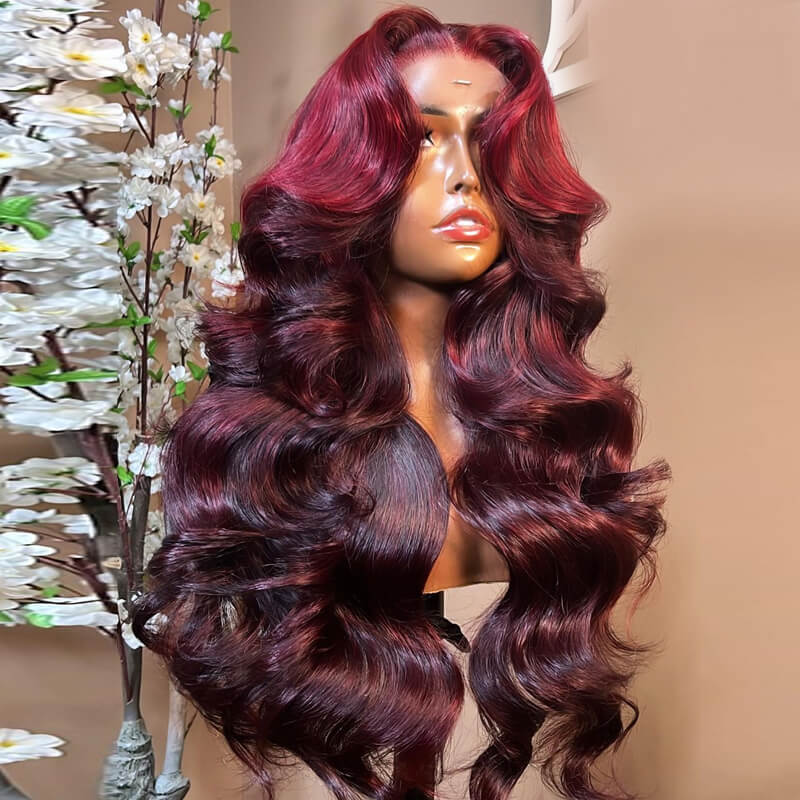 Inspired Hairstylist Layered Cut Body Wave Wig With Curtain Bangs eullair Brown Highlight Human Hair Pre Cut Lace Frontal Wig
