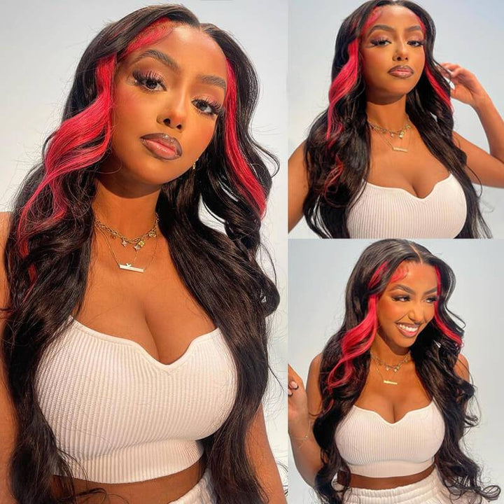 Colored Blonde Skunk Stripe Lace Wig | eullair 13x4 Body Wave Highlights Lace Frontal Wig