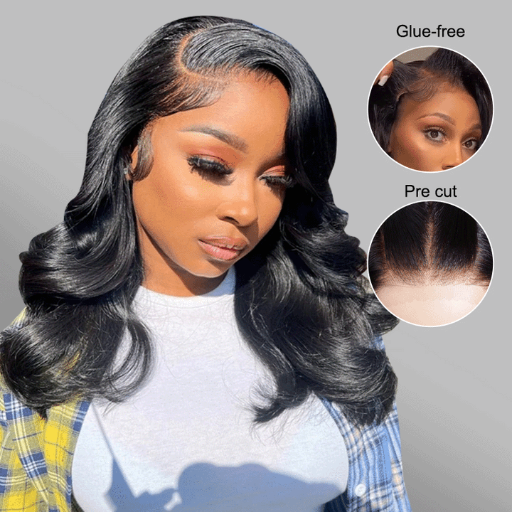 eullair Side Part Drawstring Wig Body Wave Parting Max 9x6 Pre Cut Glueless Wigs Pre Bleached With Baby Hair