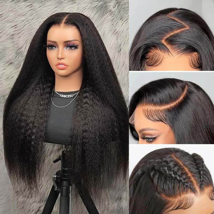 eullair Wear and Go Wigs Pre Plucked Pre Cut 9x6 PartingMax Kinky Straight Lace Front Wigs Bye Bye Knots Glueless Wig Human Hair for Black Women