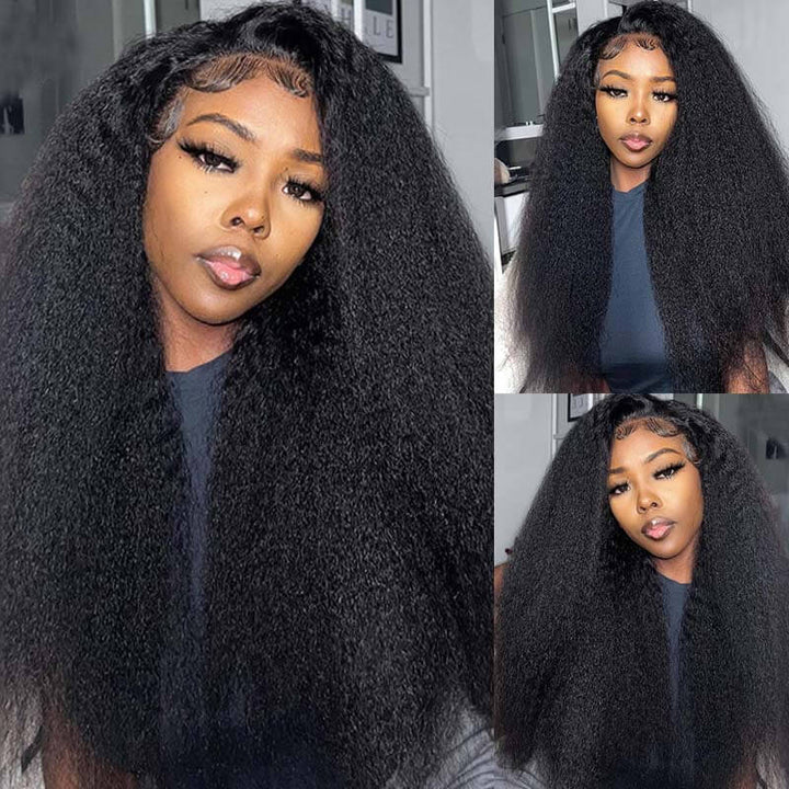 eullair Wear and Go Wigs Pre Plucked Pre Cut 9x6 PartingMax Kinky Straight Lace Front Wigs Bye Bye Knots Glueless Wig Human Hair for Black Women