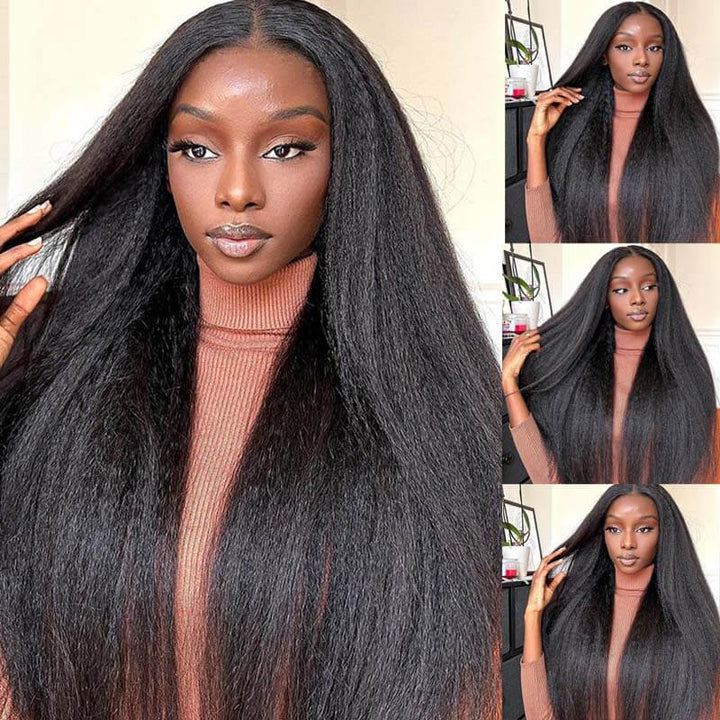 eullair Wear and Go Wigs Pre Plucked Pre Cut 9x6 PartingMax Kinky Straight Lace Front Wigs Bye Bye Knots Glueless Wig Human Hair for Black Women
