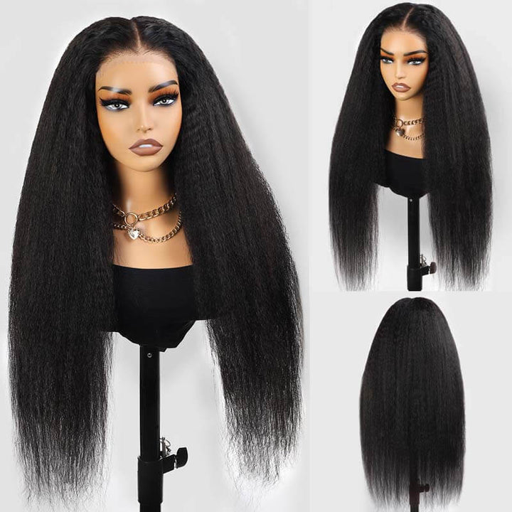 eullair Wear and Go Wigs Pre Plucked Pre Cut 9x6 PartingMax Kinky Straight Lace Front Wigs Bye Bye Knots Glueless Wig Human Hair for Black Women