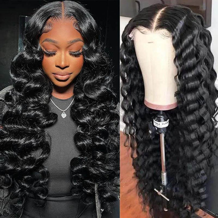 eullair Wear and Go Glueless Wigs Human Hair 9x6 PartingMax Bye Bye Knots Lace Front Wigs Pre Bleached Pre Plucked Loose Deep Wave Wig