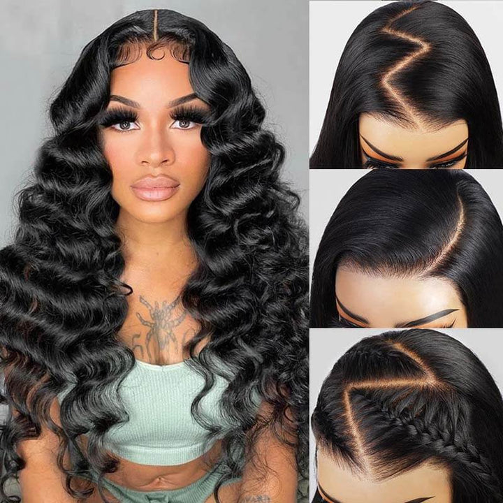 eullair Wear and Go Glueless Wigs Human Hair 9x6 PartingMax Bye Bye Knots Lace Front Wigs Pre Bleached Pre Plucked Loose Deep Wave Wig
