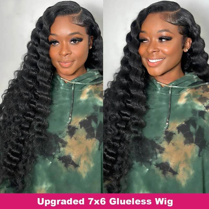eullair Wear and Go Glueless Wigs Human Hair 9x6 PartingMax Bye Bye Knots Lace Front Wigs Pre Bleached Pre Plucked Loose Deep Wave Wig