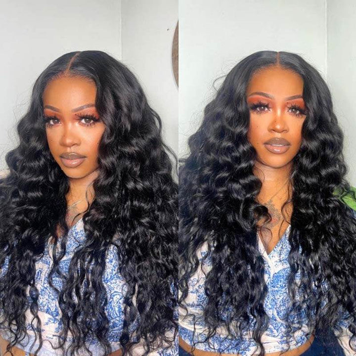 eullair Wear and Go Glueless Wigs Human Hair 9x6 PartingMax Bye Bye Knots Lace Front Wigs Pre Bleached Pre Plucked Loose Deep Wave Wig