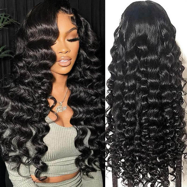 eullair Wear and Go Glueless Wigs Human Hair 9x6 PartingMax Bye Bye Knots Lace Front Wigs Pre Bleached Pre Plucked Loose Deep Wave Wig
