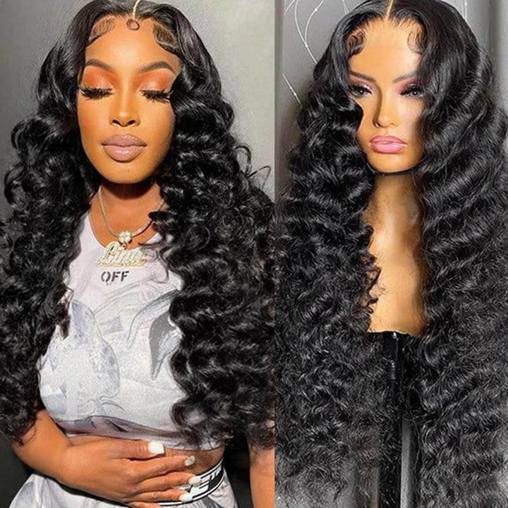 eullair Wear and Go Glueless Wigs Human Hair 9x6 PartingMax Bye Bye Knots Lace Front Wigs Pre Bleached Pre Plucked Loose Deep Wave Wig