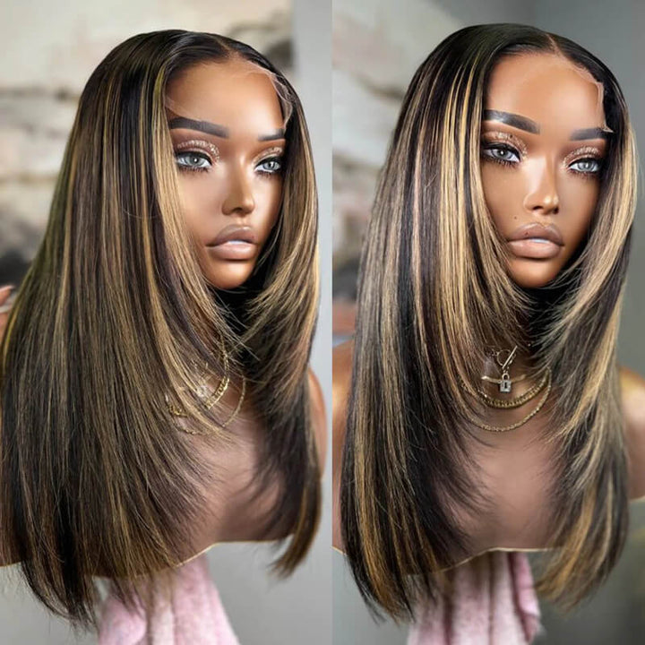 Layered Haircut Collection | eullair TikTok Inspired New Glueless Pre Cut Lace Closure Straight Wigs Quick Install Pre Colored Human Hair Wigs