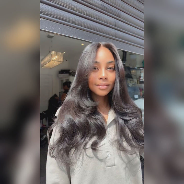 Butterfly Layered Cut Loose Way Wig With Curtain Bangs eullair Body Wave Pre Cut Lace Human Hair Wig