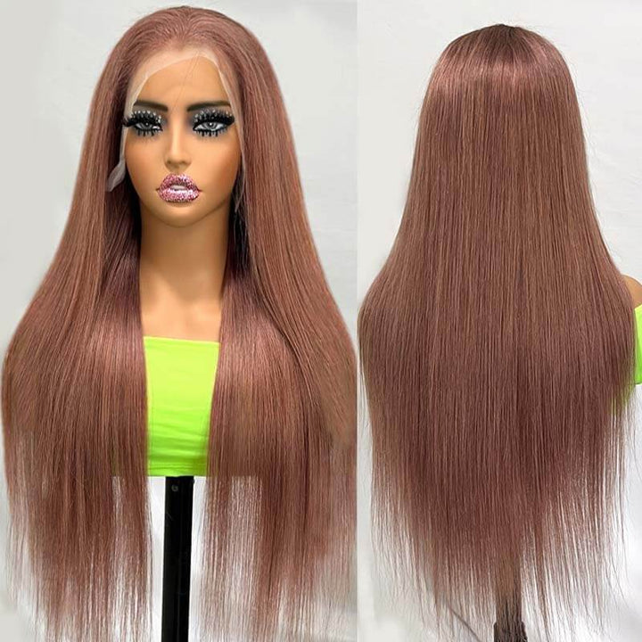 TikTok Hair Inspiration| eullair Rose Milk Tea Colored Body Wave Lace Frontal Wig Light Flaxen Brown Straight Human Hair Wigs For Black Girl