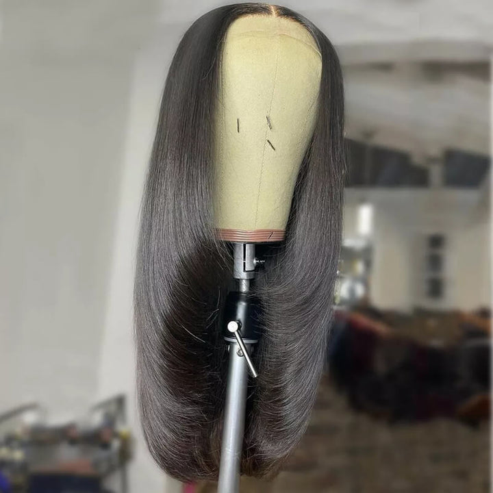 eullair Butterfly Haircut Straight Human Hair Wigs Layered Cut Bangs 4x4 5x5 13x4 Lace Wigs For Black Women