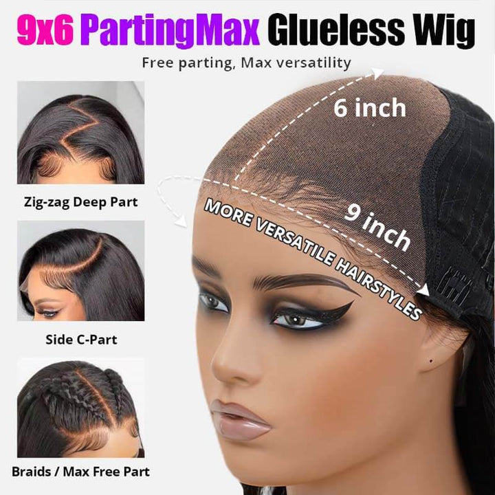 eullair Wear and Go Glueless Wigs Human Hair 9x6 PartingMax Bye Bye Knots Lace Front Wigs Pre Bleached Pre Plucked Loose Deep Wave Wig