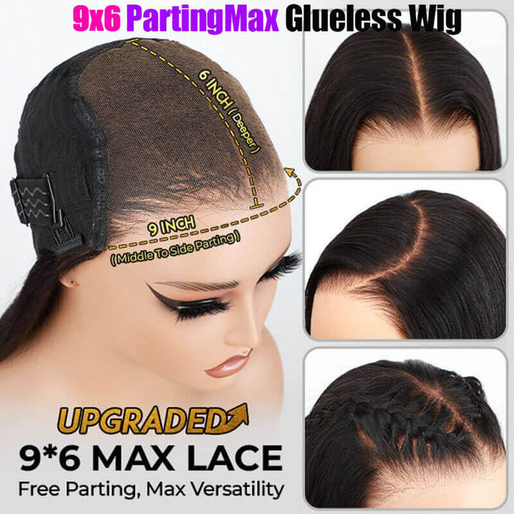 eullair Wear and Go Glueless Wigs Human Hair 9x6 PartingMax Bye Bye Knots Lace Front Wigs Pre Bleached Pre Plucked Loose Deep Wave Wig