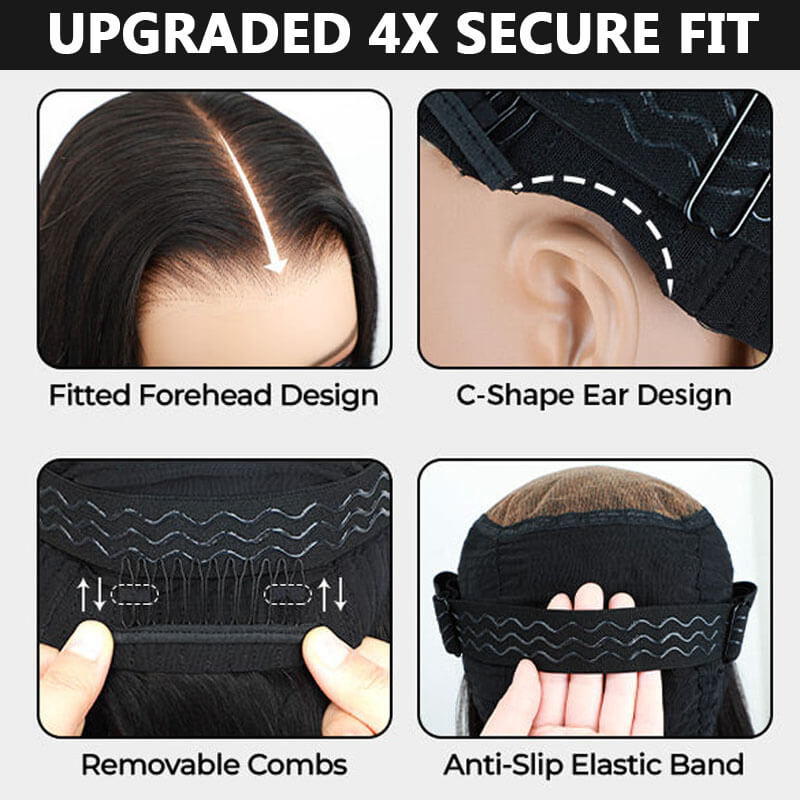 eullair Bouncy Wave Put On Go Glueless Wig 9x6 Pre Cut Short Bob Wig With Curtain Bangs Human Hair Wigs