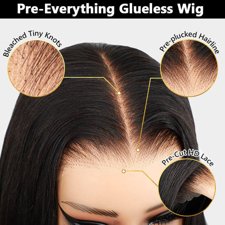 eullair Wear and Go Wigs Pre Plucked Pre Cut 9x6 PartingMax Kinky Straight Lace Front Wigs Bye Bye Knots Glueless Wig Human Hair for Black Women