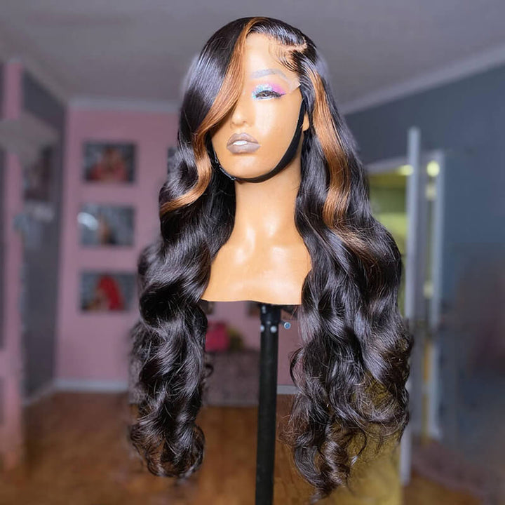 Colored Blonde Skunk Stripe Lace Wig | eullair 13x4 Body Wave Highlights Lace Frontal Wig