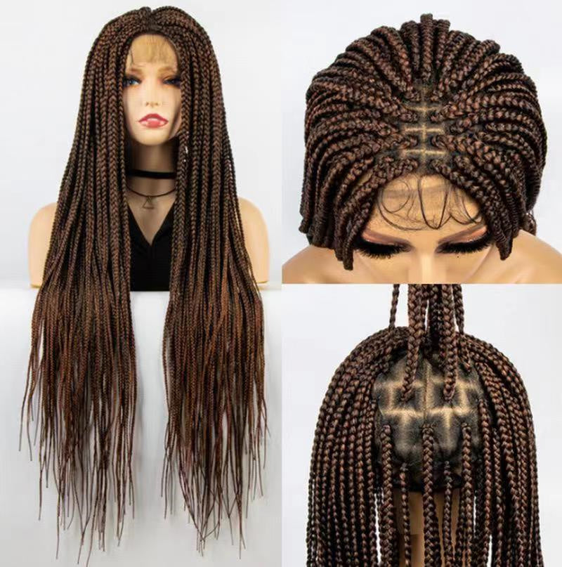 Rosalind-36 Inch Super Long Braided Synthetic Full Lace Wigs Box Braided Wigs Knotless Cornrow Braids Long Hair Wigs For Black Women