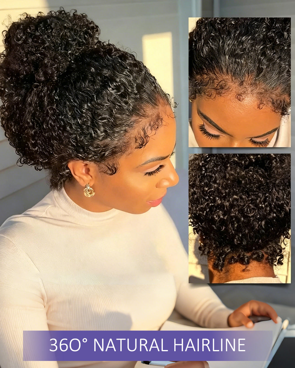 eullair Kinky Curly 4C Edges Invisi Strap Snug Fit Laid Flat 360 Transparent Lace Wig with Curly Baby Hair All