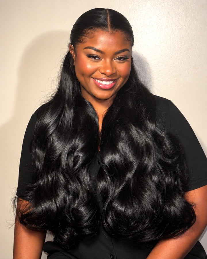 eullair 15A Raw Super Double Drawn Body Wave Bundles Human Quick Weave 3/4 Bundles No Tangle
