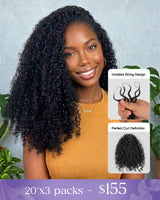 eullair Feather Crochet Curly Hair - 3C-4A Kinky Coily 100% Human Hair Pre-Looped