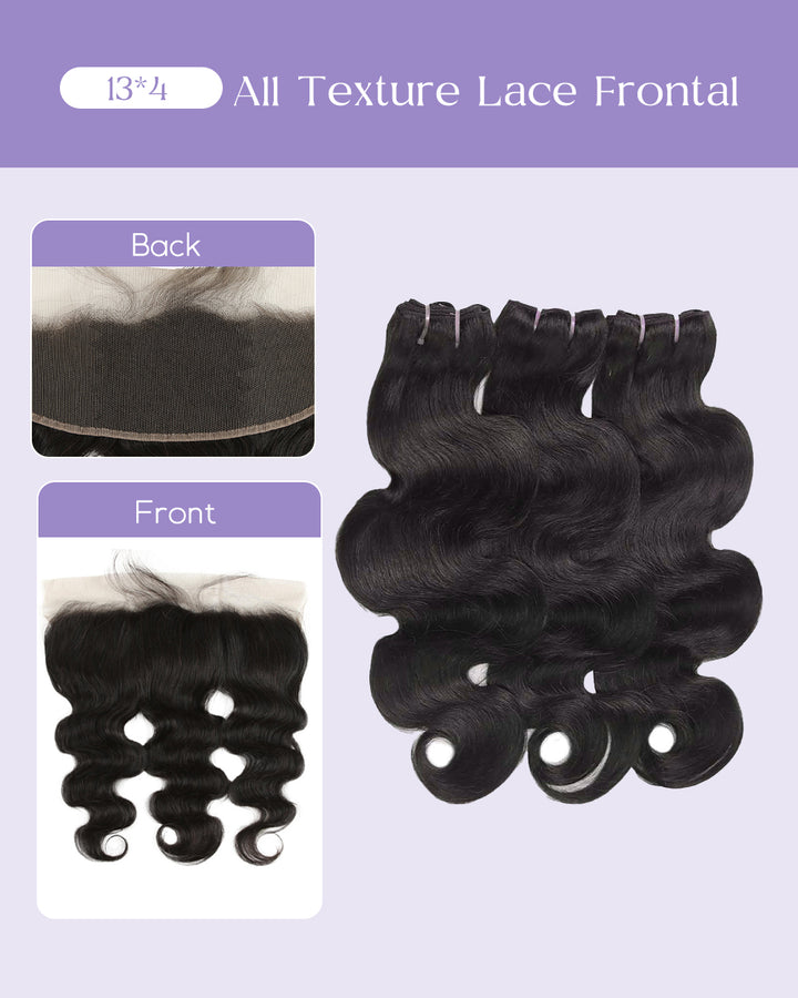 eullair Raw Body Wave Bundles with Closure & Frontal 3/4 Bundles Human Virgin Hair Deals with 4x4/ 5x5/ 13x4 Closure/Frontal