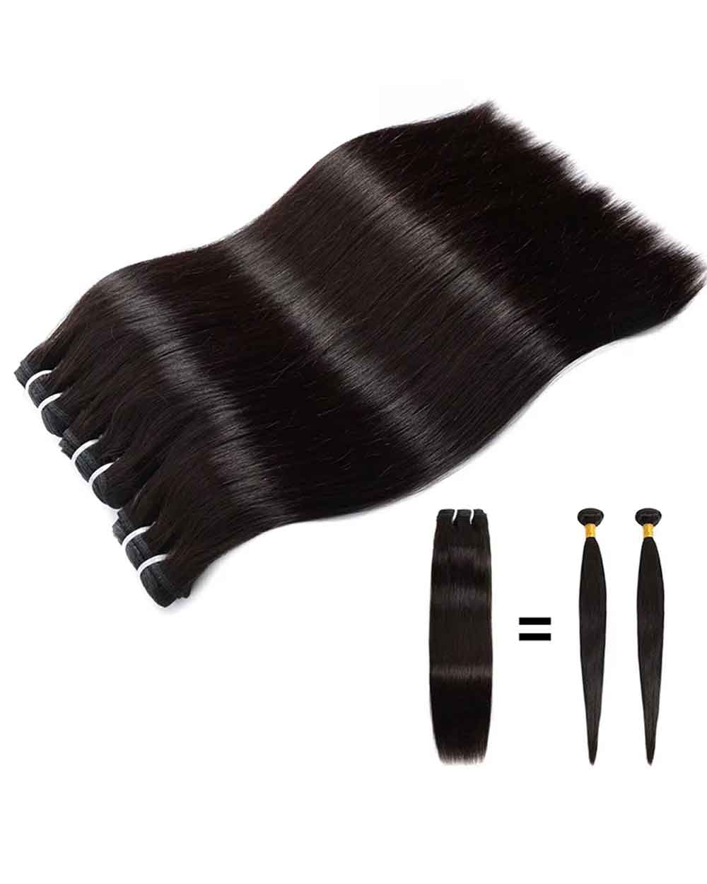 eullair 15A Raw Hair Bundles Straight Human Virgin Hair Weave 3/4 Bundles Repeated Washes Maintain Silky Texture