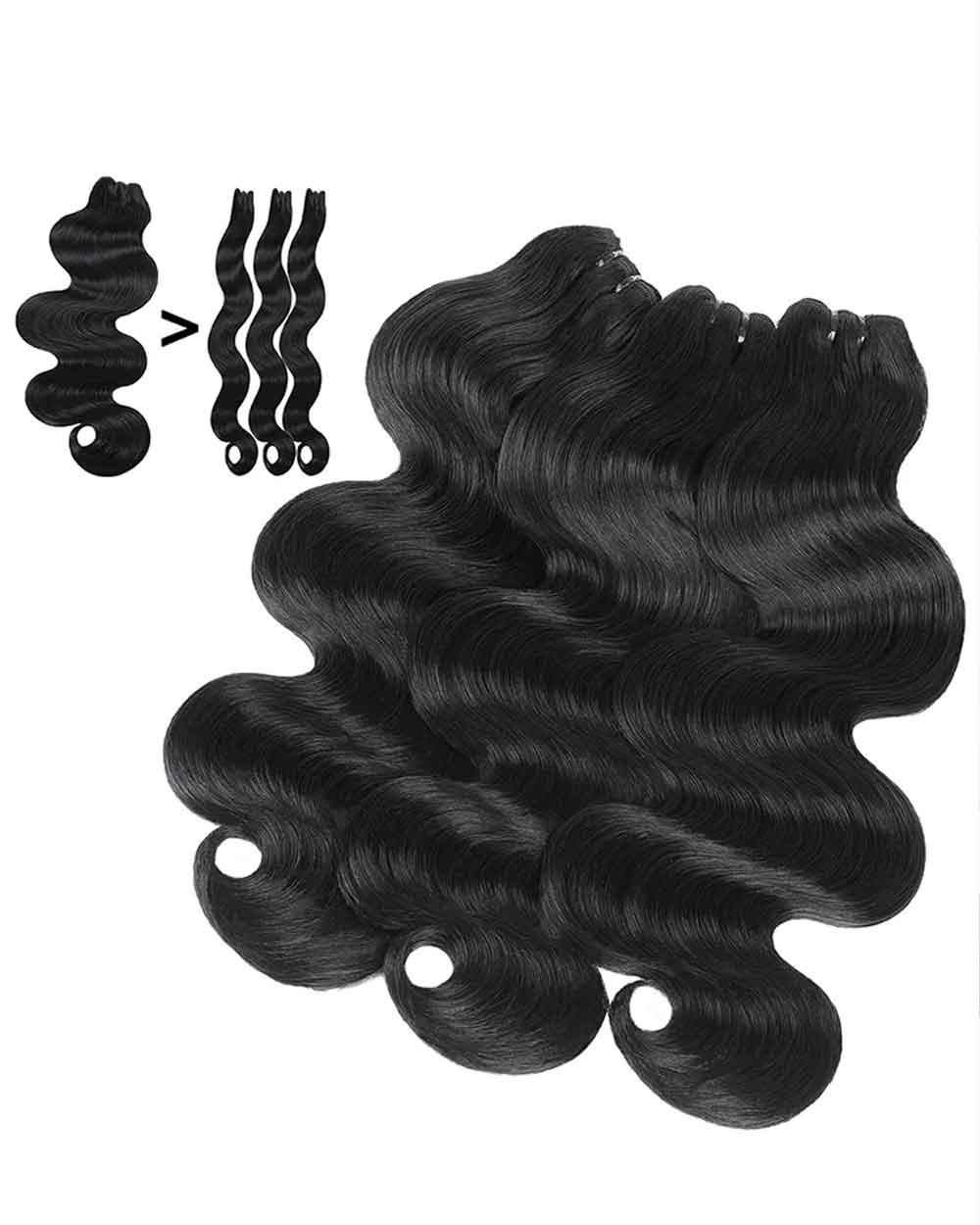 eullair 15A Raw Super Double Drawn Body Wave Bundles Human Quick Weave 3/4 Bundles No Tangle