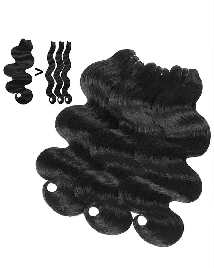 eullair 15A Raw Super Double Drawn Body Wave Bundles Human Quick Weave 3/4 Bundles No Tangle