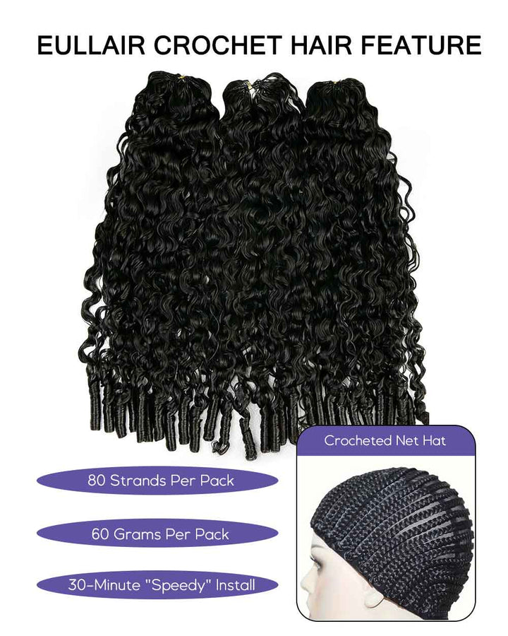eullair Burmese Curly Hair - Lightweight 100% Human Hair Crochet Extensions