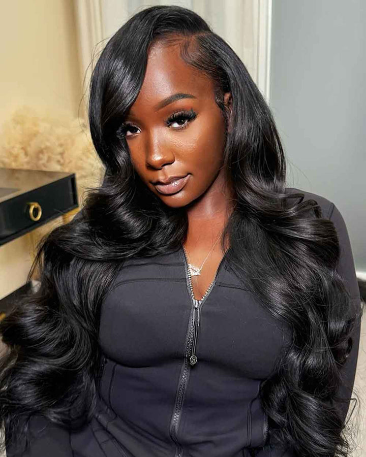 eullair 15A Raw Super Double Drawn Body Wave Bundles Human Quick Weave 3/4 Bundles No Tangle
