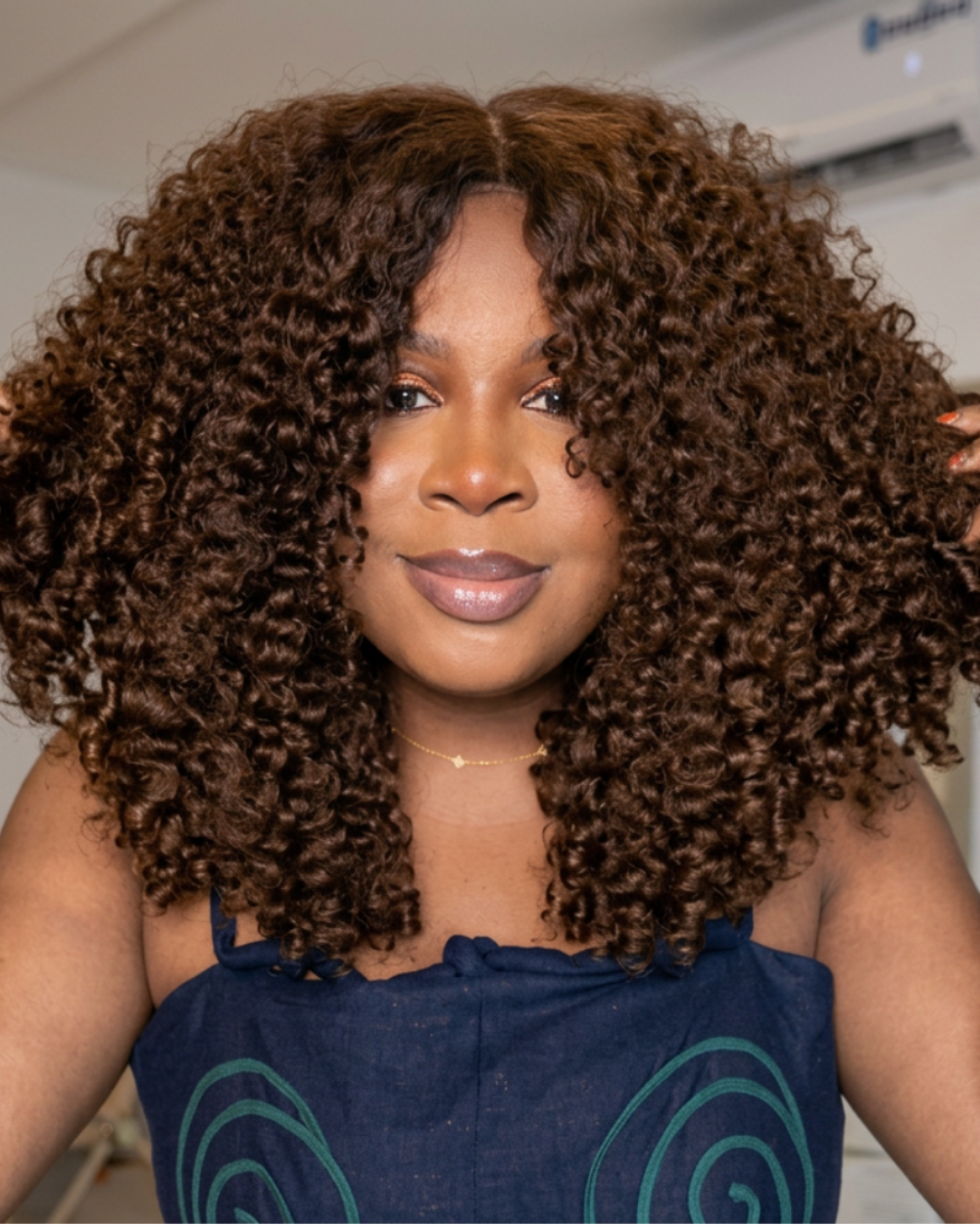 eullair #4 Brown Color Small Burmese Curly 4x6 13x4 Lace Glueless Wig with Finger Coil Ends Put On & Go Human Hair Wig
