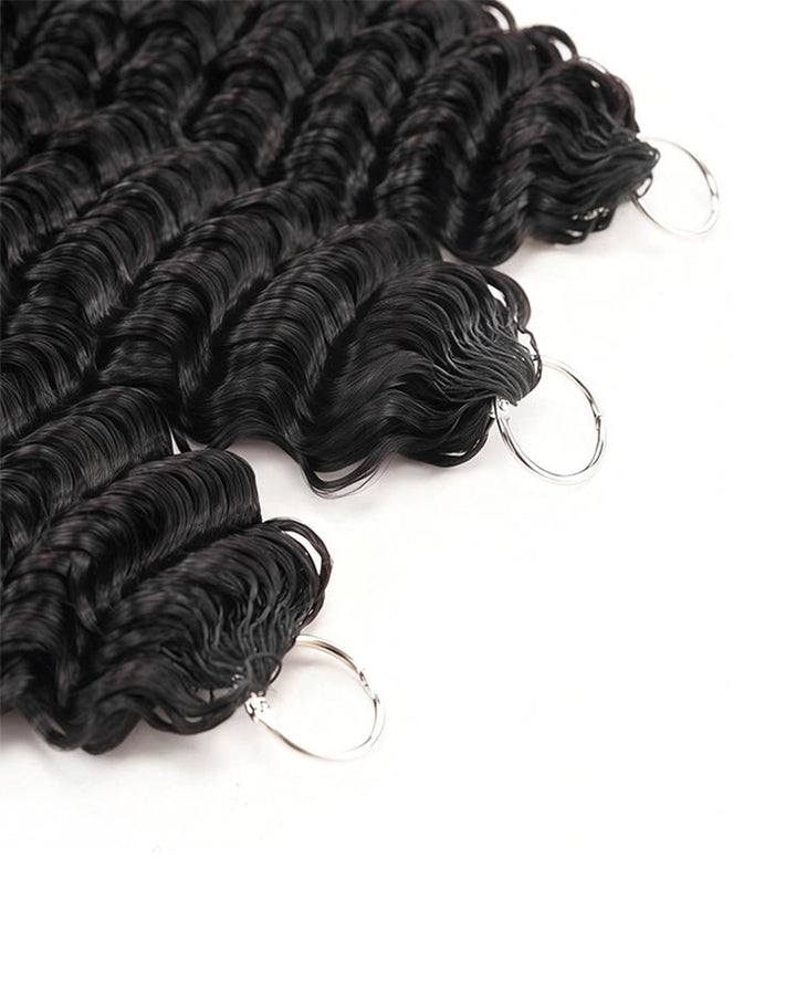 eullair Burmese Deep Loose Wave Feather Crochet Spiral Curl Ends Human Hair Extensions Miracle Knots